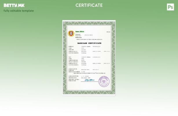 Модерен стил Португалија брачен лист Шаблон за Word и PDF шаблон